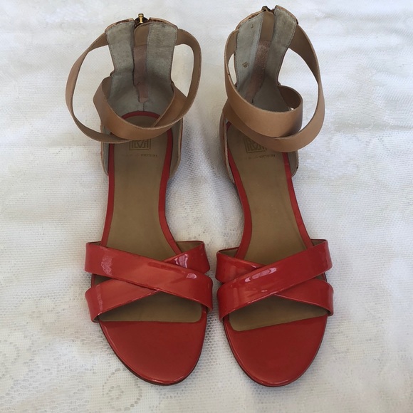 Anthropologie Shoes - Anthropologie red orange & tan leather flats